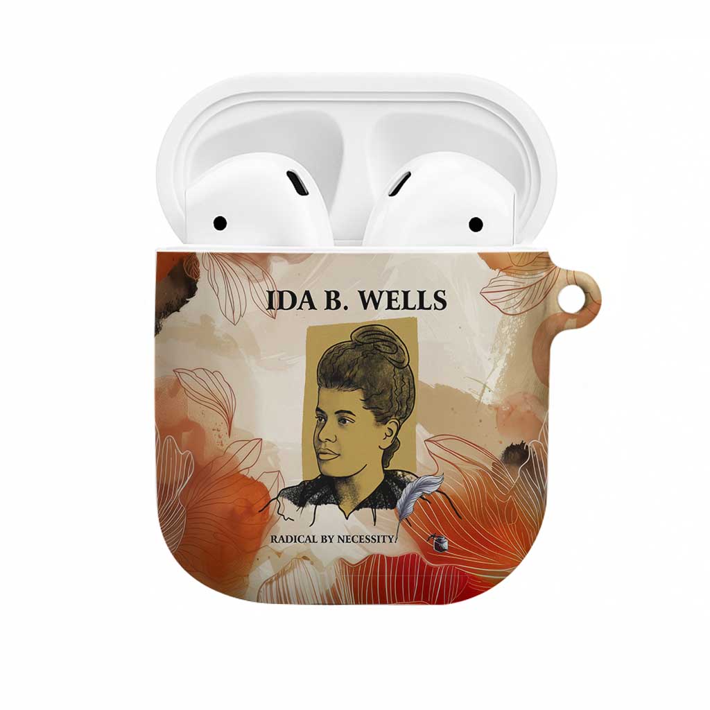 Ida B. Wells AirPods Case with Floral Pen Design Illustrated Portrait Civil Rights and Journalism Tribute - Wonder Print Shop