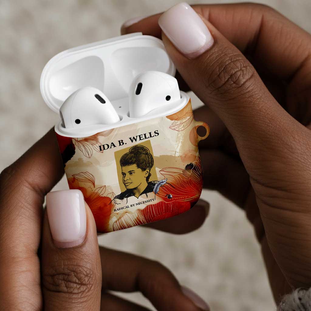 Ida B. Wells AirPods Case with Floral Pen Design Illustrated Portrait Civil Rights and Journalism Tribute - Wonder Print Shop