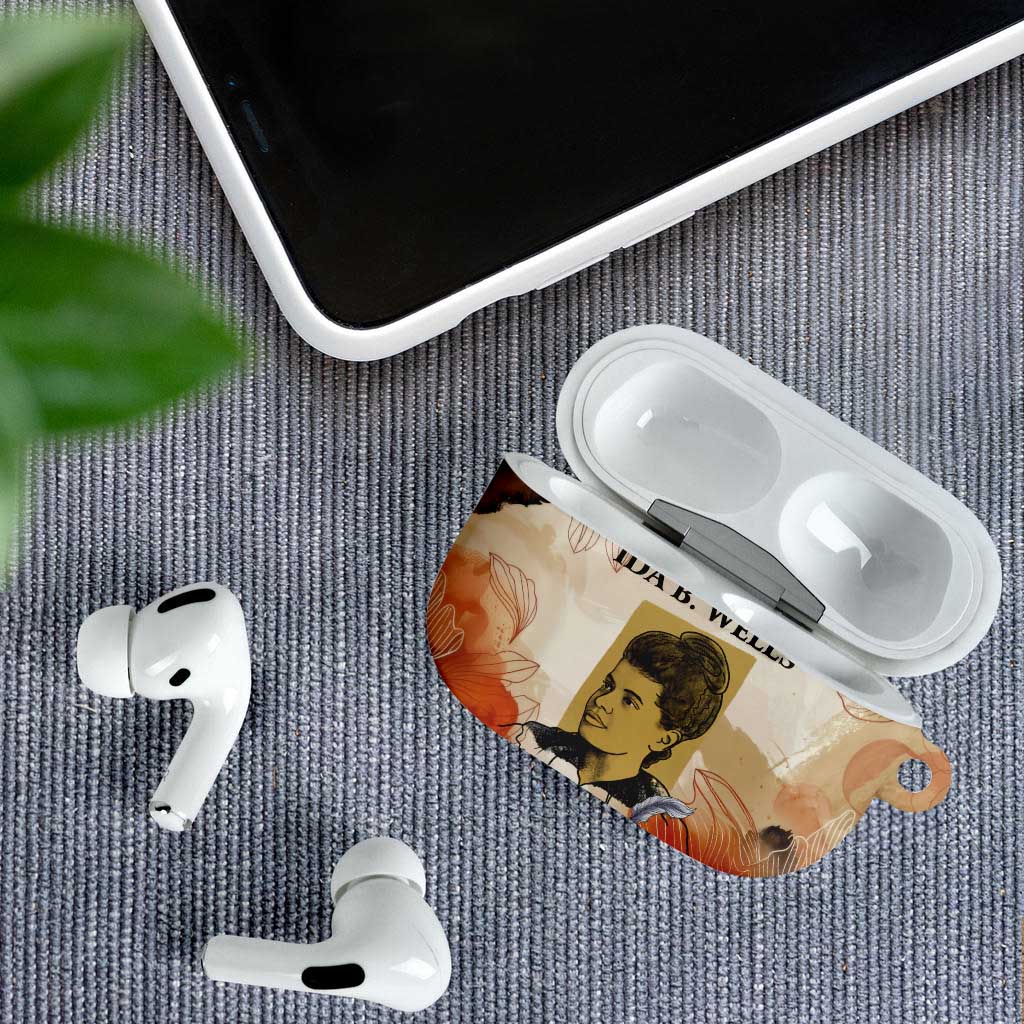 Ida B. Wells AirPods Case with Floral Pen Design Illustrated Portrait Civil Rights and Journalism Tribute - Wonder Print Shop
