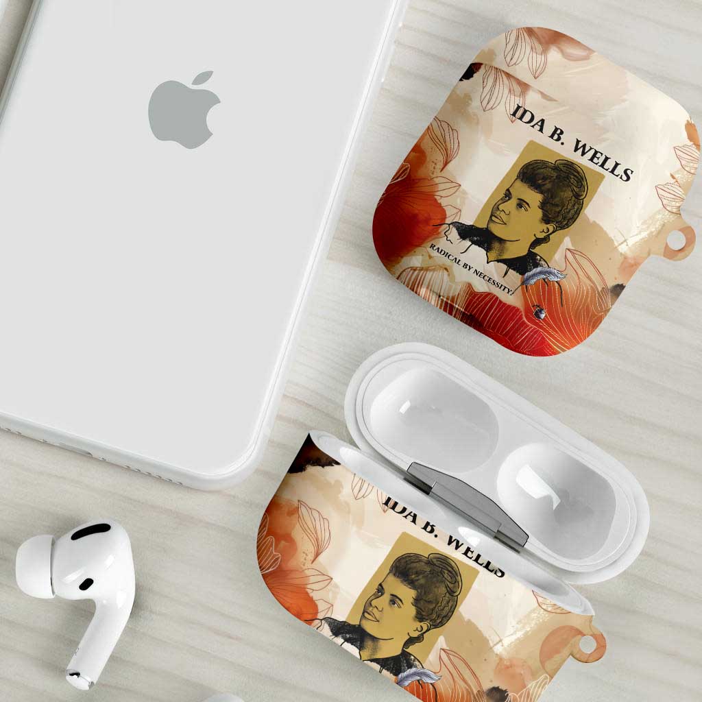 Ida B. Wells AirPods Case with Floral Pen Design Illustrated Portrait Civil Rights and Journalism Tribute - Wonder Print Shop