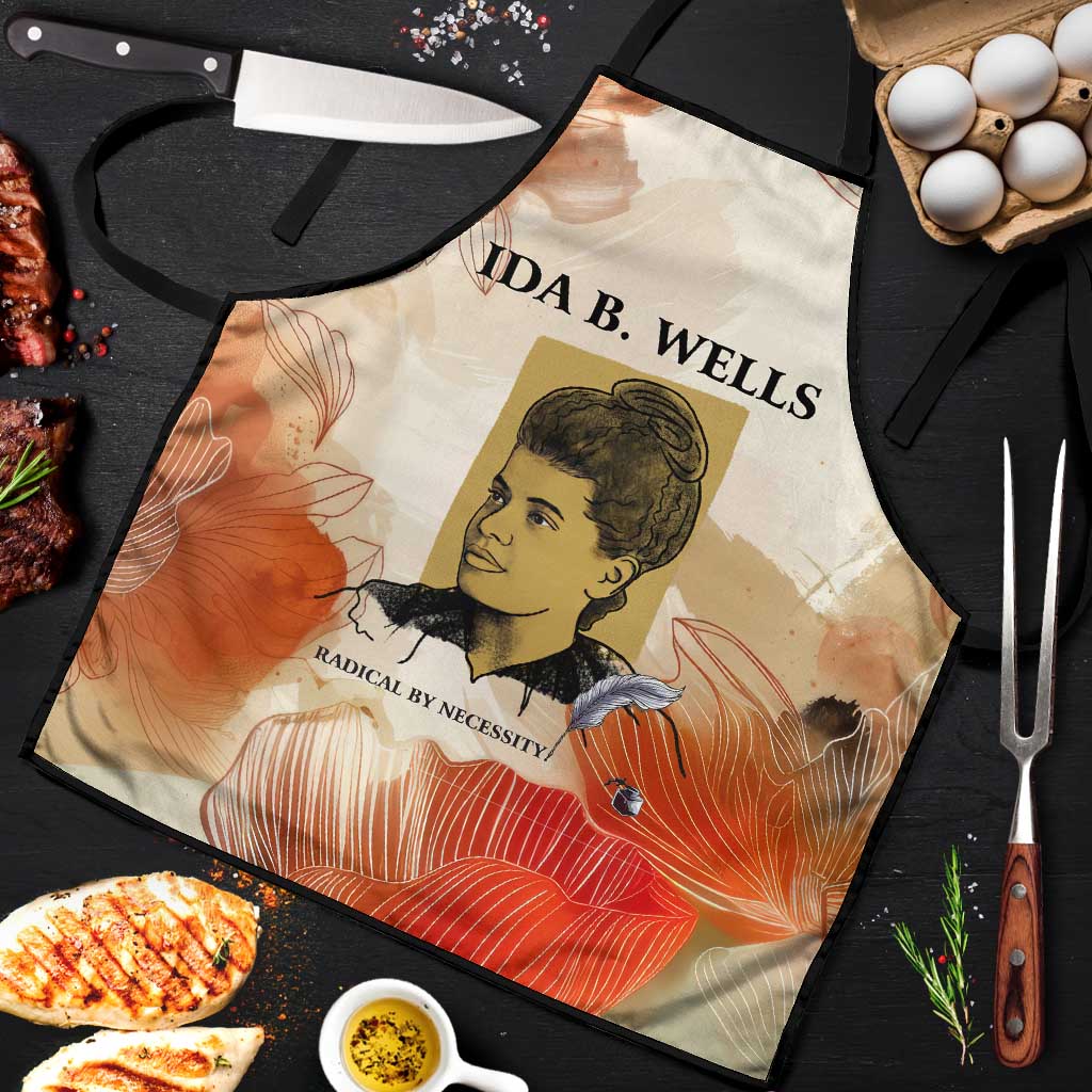 Ida B. Wells Apron with Floral Pen Design Illustrated Portrait Civil Rights and Journalism Tribute - Wonder Print Shop