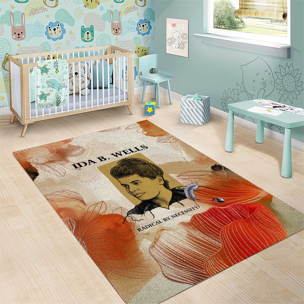 Ida B. Wells Area Rug with Floral Pen Design Illustrated Portrait Civil Rights and Journalism Tribute - Wonder Print Shop