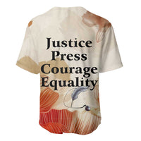Ida B. Wells Baseball Jersey with Floral Pen Design Illustrated Portrait Civil Rights and Journalism Tribute - Wonder Print Shop
