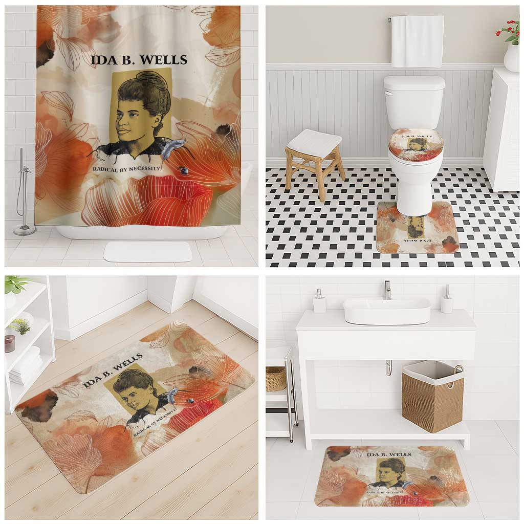 Ida B. Wells Bathroom Set with Floral Pen Design Illustrated Portrait Civil Rights and Journalism Tribute - Wonder Print Shop