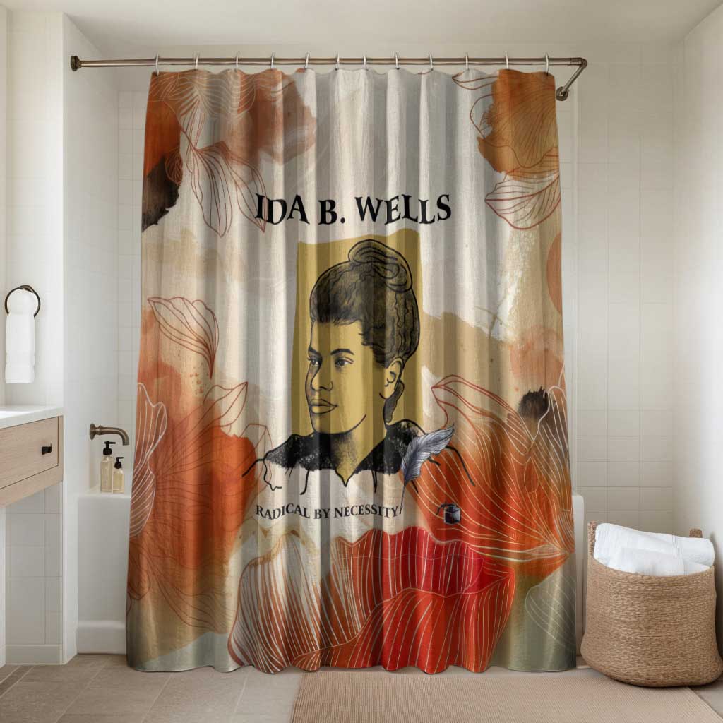 Ida B. Wells Bathroom Set with Floral Pen Design Illustrated Portrait Civil Rights and Journalism Tribute - Wonder Print Shop