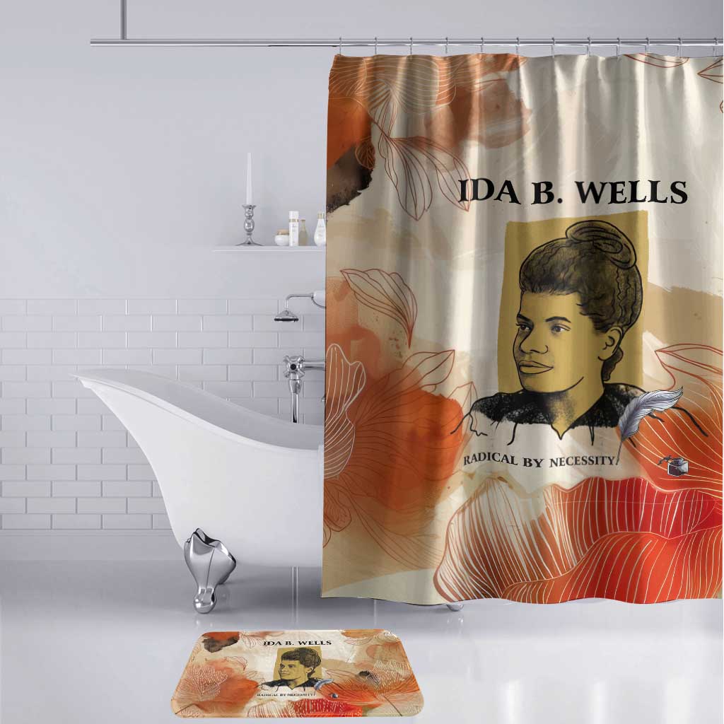 Ida B. Wells Bathroom Set with Floral Pen Design Illustrated Portrait Civil Rights and Journalism Tribute - Wonder Print Shop