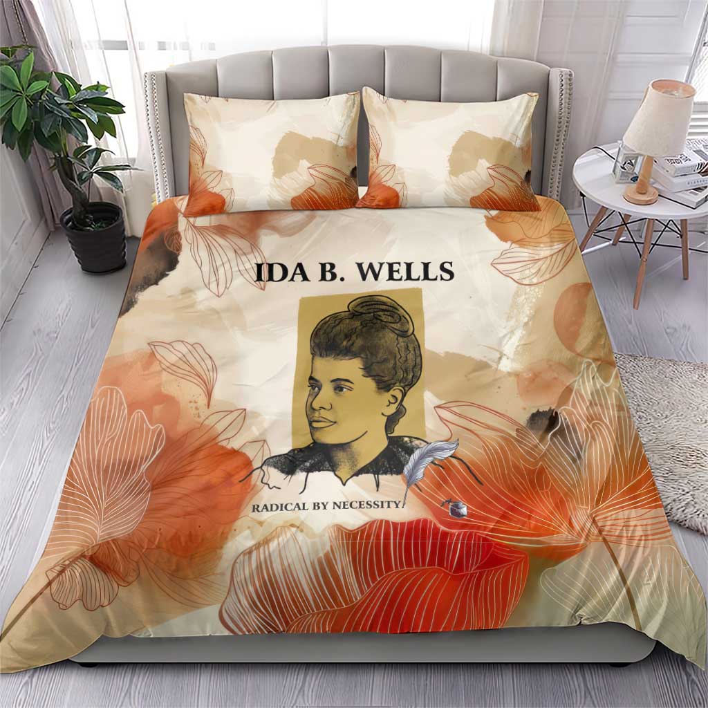 Ida B. Wells Bedding Set with Floral Pen Design Illustrated Portrait Civil Rights and Journalism Tribute - Wonder Print Shop