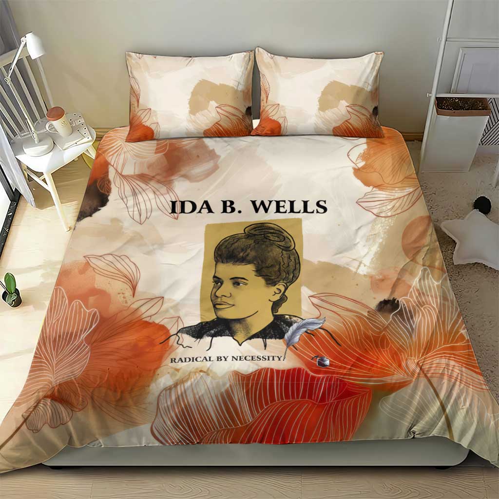 Ida B. Wells Bedding Set with Floral Pen Design Illustrated Portrait Civil Rights and Journalism Tribute - Wonder Print Shop