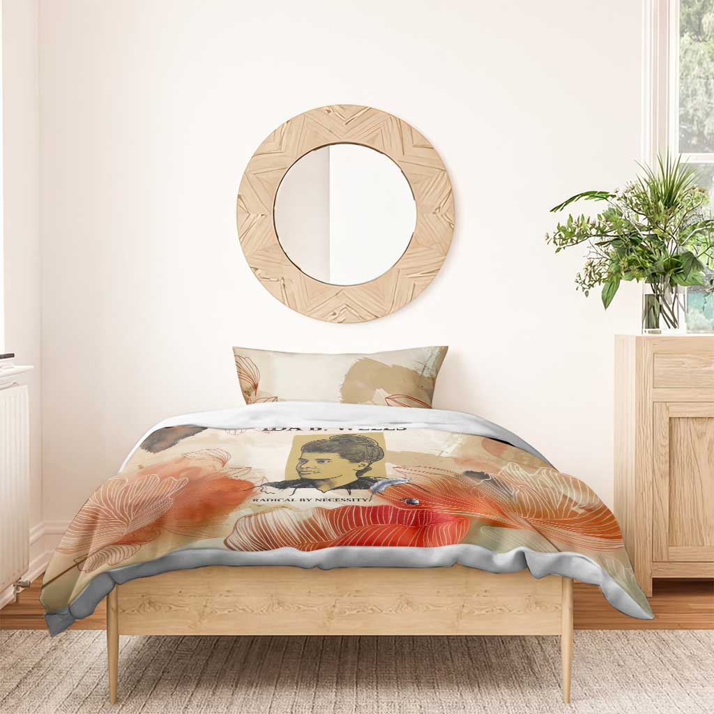 Ida B. Wells Bedding Set with Floral Pen Design Illustrated Portrait Civil Rights and Journalism Tribute - Wonder Print Shop