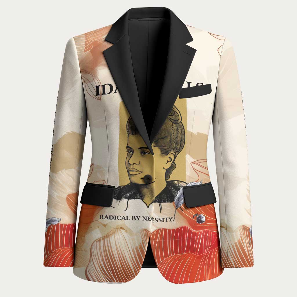 Ida B. Wells Blazer with Floral Pen Design Illustrated Portrait Civil Rights and Journalism Tribute - Wonder Print Shop