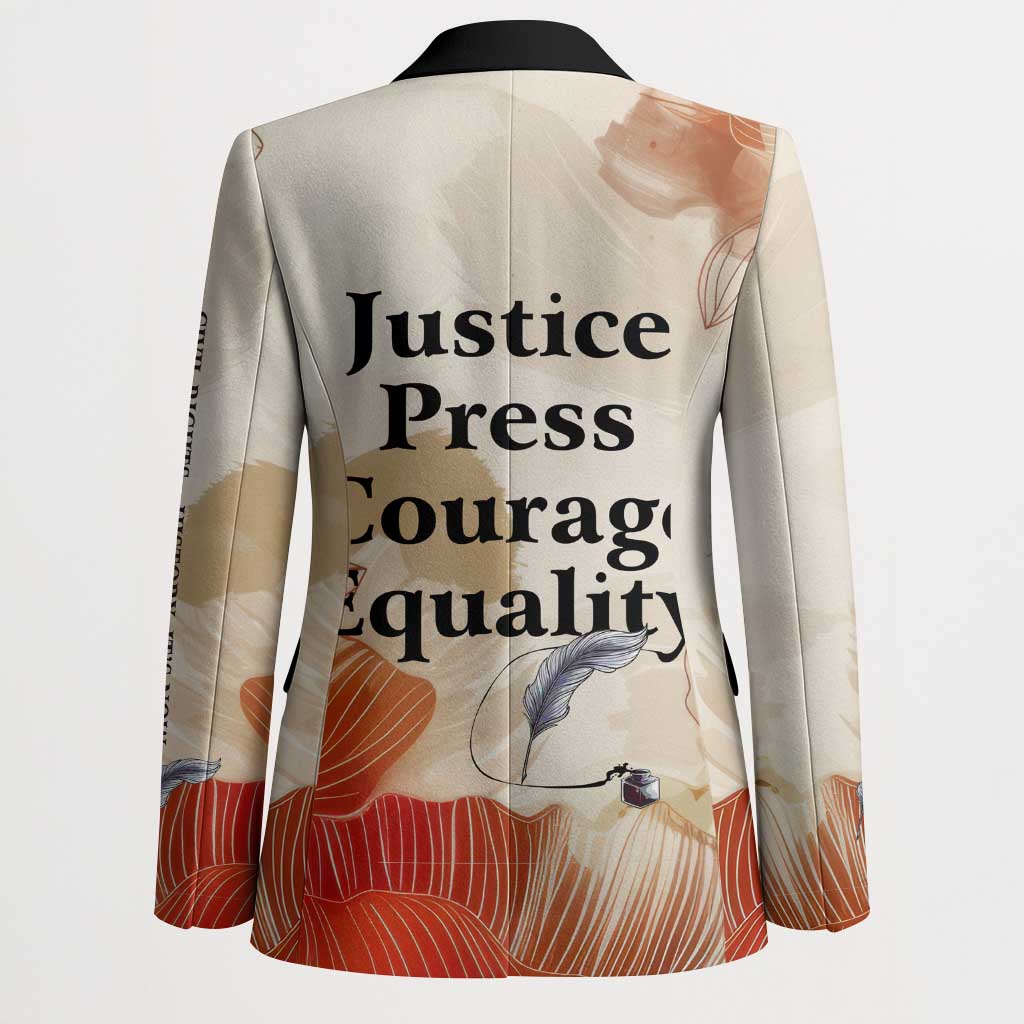 Ida B. Wells Blazer with Floral Pen Design Illustrated Portrait Civil Rights and Journalism Tribute - Wonder Print Shop