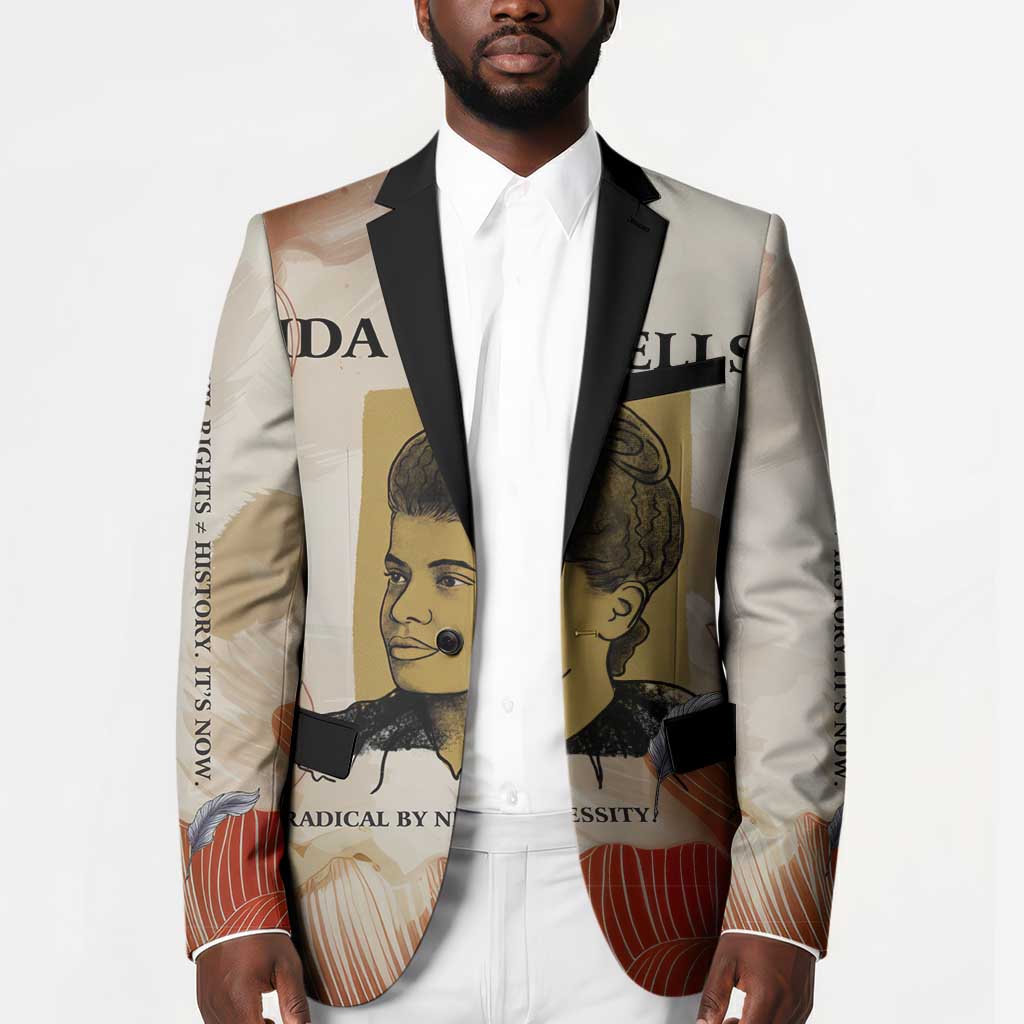 Ida B. Wells Blazer with Floral Pen Design Illustrated Portrait Civil Rights and Journalism Tribute - Wonder Print Shop