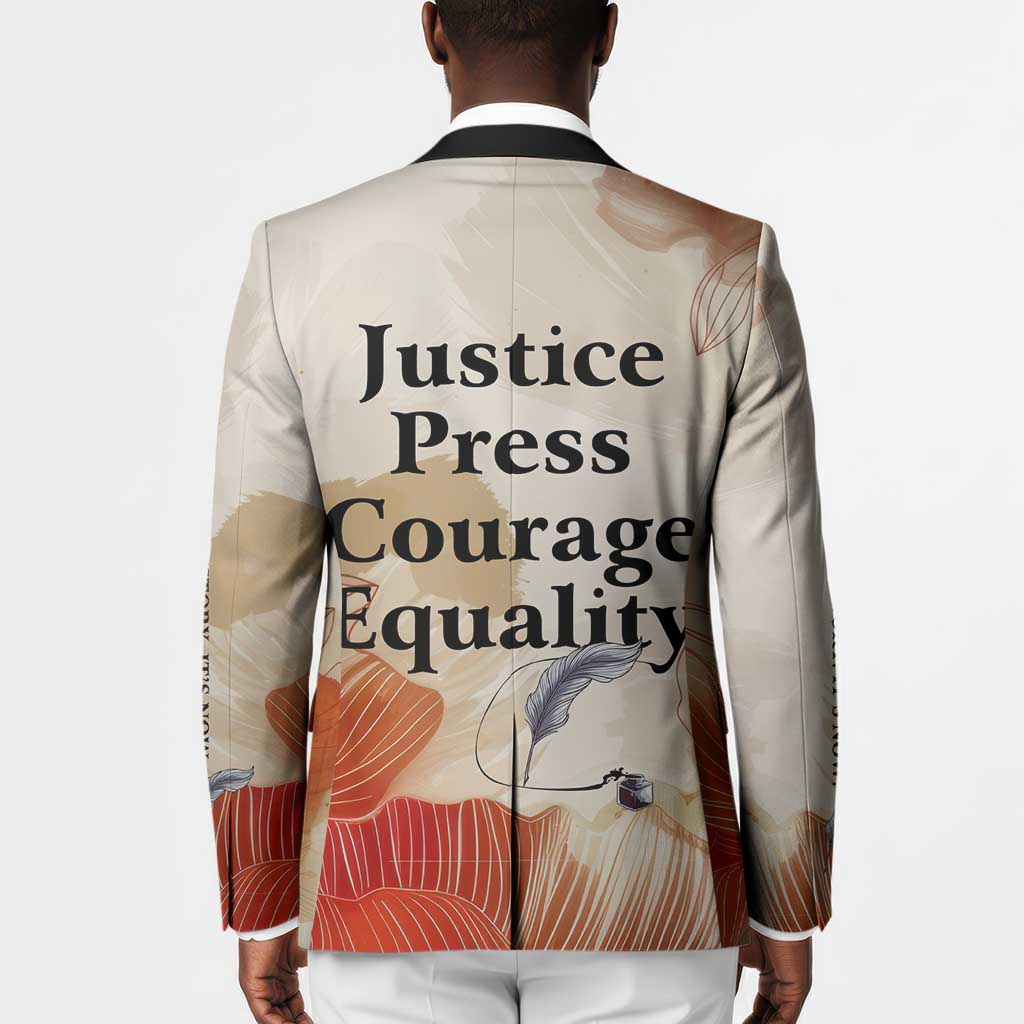 Ida B. Wells Blazer with Floral Pen Design Illustrated Portrait Civil Rights and Journalism Tribute - Wonder Print Shop