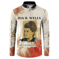 Ida B. Wells Button Sweatshirt with Floral Pen Design Illustrated Portrait Civil Rights and Journalism Tribute