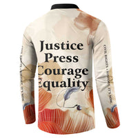 Ida B. Wells Button Sweatshirt with Floral Pen Design Illustrated Portrait Civil Rights and Journalism Tribute