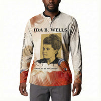 Ida B. Wells Button Sweatshirt with Floral Pen Design Illustrated Portrait Civil Rights and Journalism Tribute