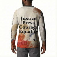Ida B. Wells Button Sweatshirt with Floral Pen Design Illustrated Portrait Civil Rights and Journalism Tribute