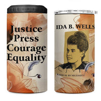 Ida B. Wells 4 in 1 Can Cooler Tumbler with Floral Pen Design Illustrated Portrait Civil Rights and Journalism Tribute - Wonder Print Shop