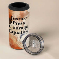 Ida B. Wells 4 in 1 Can Cooler Tumbler with Floral Pen Design Illustrated Portrait Civil Rights and Journalism Tribute - Wonder Print Shop