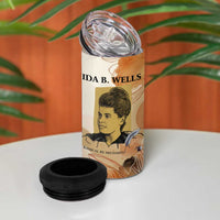 Ida B. Wells 4 in 1 Can Cooler Tumbler with Floral Pen Design Illustrated Portrait Civil Rights and Journalism Tribute - Wonder Print Shop