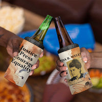Ida B. Wells 4 in 1 Can Cooler Tumbler with Floral Pen Design Illustrated Portrait Civil Rights and Journalism Tribute - Wonder Print Shop