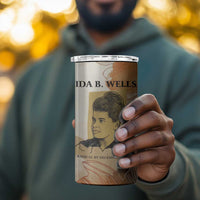 Ida B. Wells 4 in 1 Can Cooler Tumbler with Floral Pen Design Illustrated Portrait Civil Rights and Journalism Tribute - Wonder Print Shop