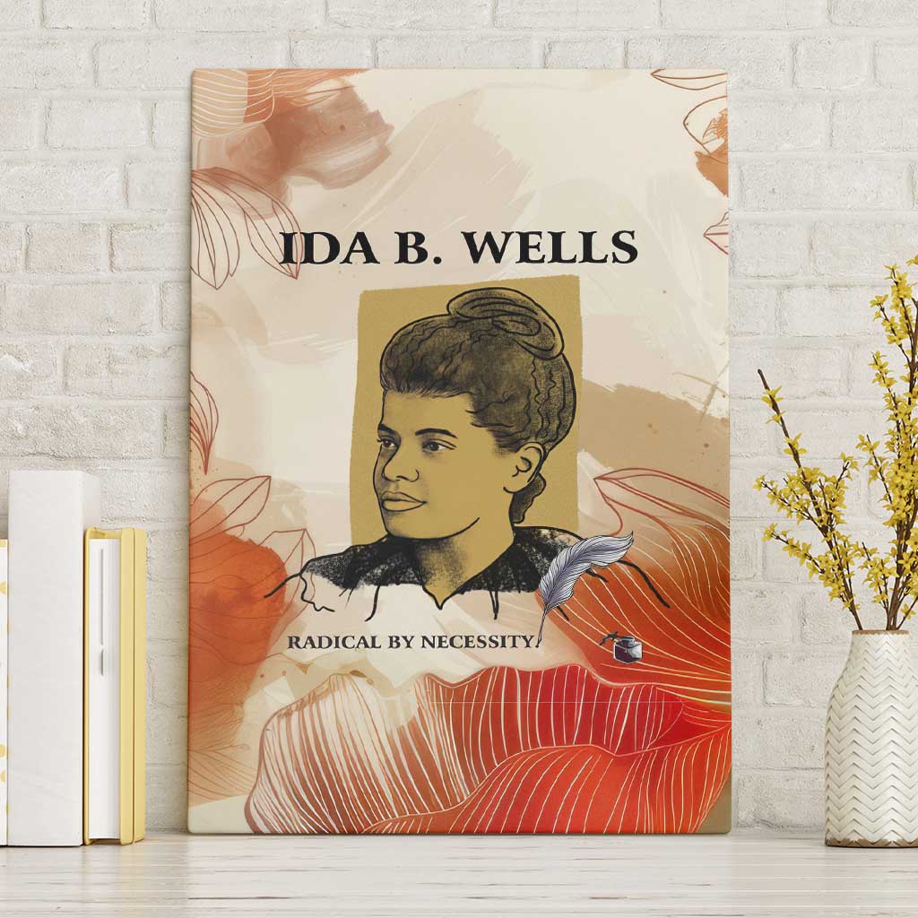 Ida B. Wells Canvas Wall Art with Floral Pen Design Illustrated Portrait Civil Rights and Journalism Tribute - Wonder Print Shop