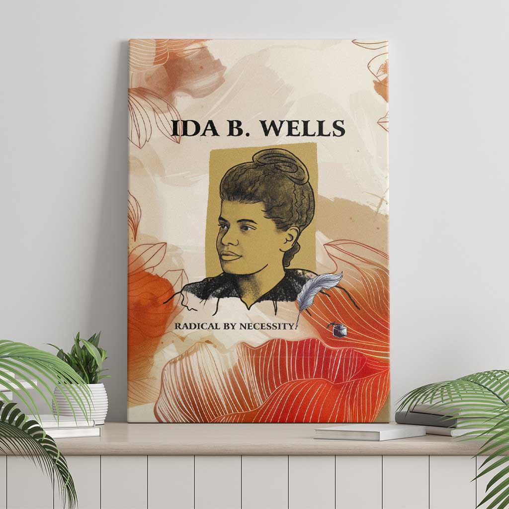 Ida B. Wells Canvas Wall Art with Floral Pen Design Illustrated Portrait Civil Rights and Journalism Tribute - Wonder Print Shop
