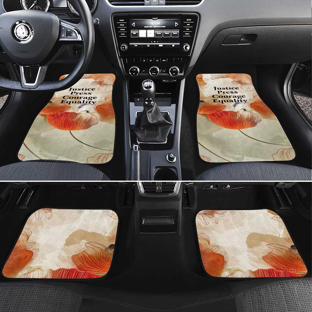 Ida B. Wells Car Mats with Floral Pen Design Illustrated Portrait Civil Rights and Journalism Tribute - Wonder Print Shop