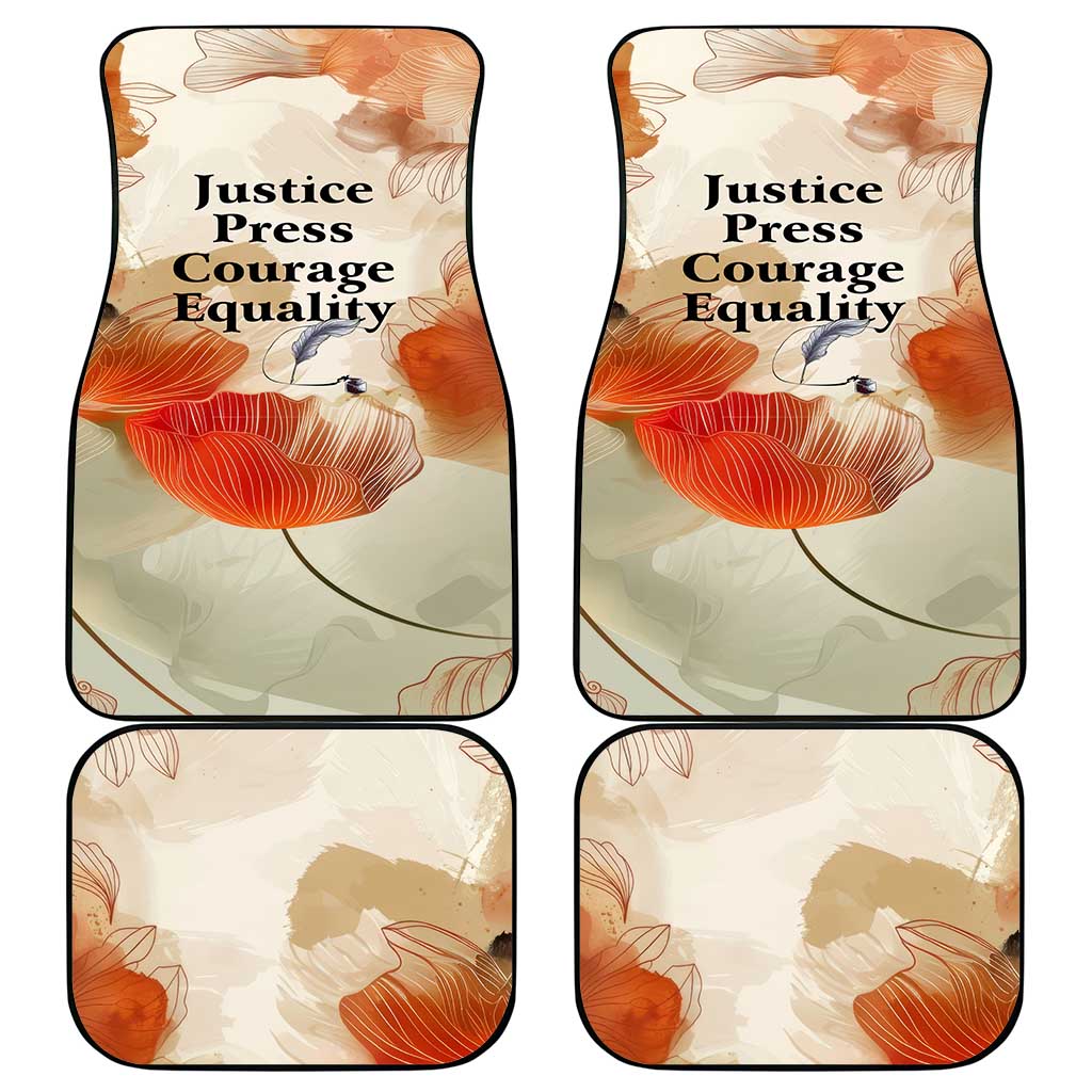Ida B. Wells Car Mats with Floral Pen Design Illustrated Portrait Civil Rights and Journalism Tribute - Wonder Print Shop