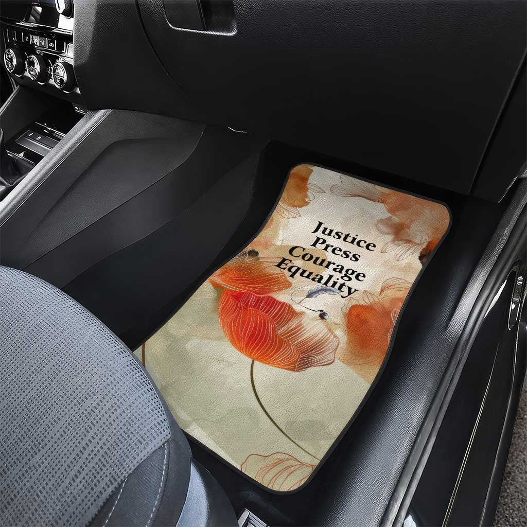 Ida B. Wells Car Mats with Floral Pen Design Illustrated Portrait Civil Rights and Journalism Tribute - Wonder Print Shop