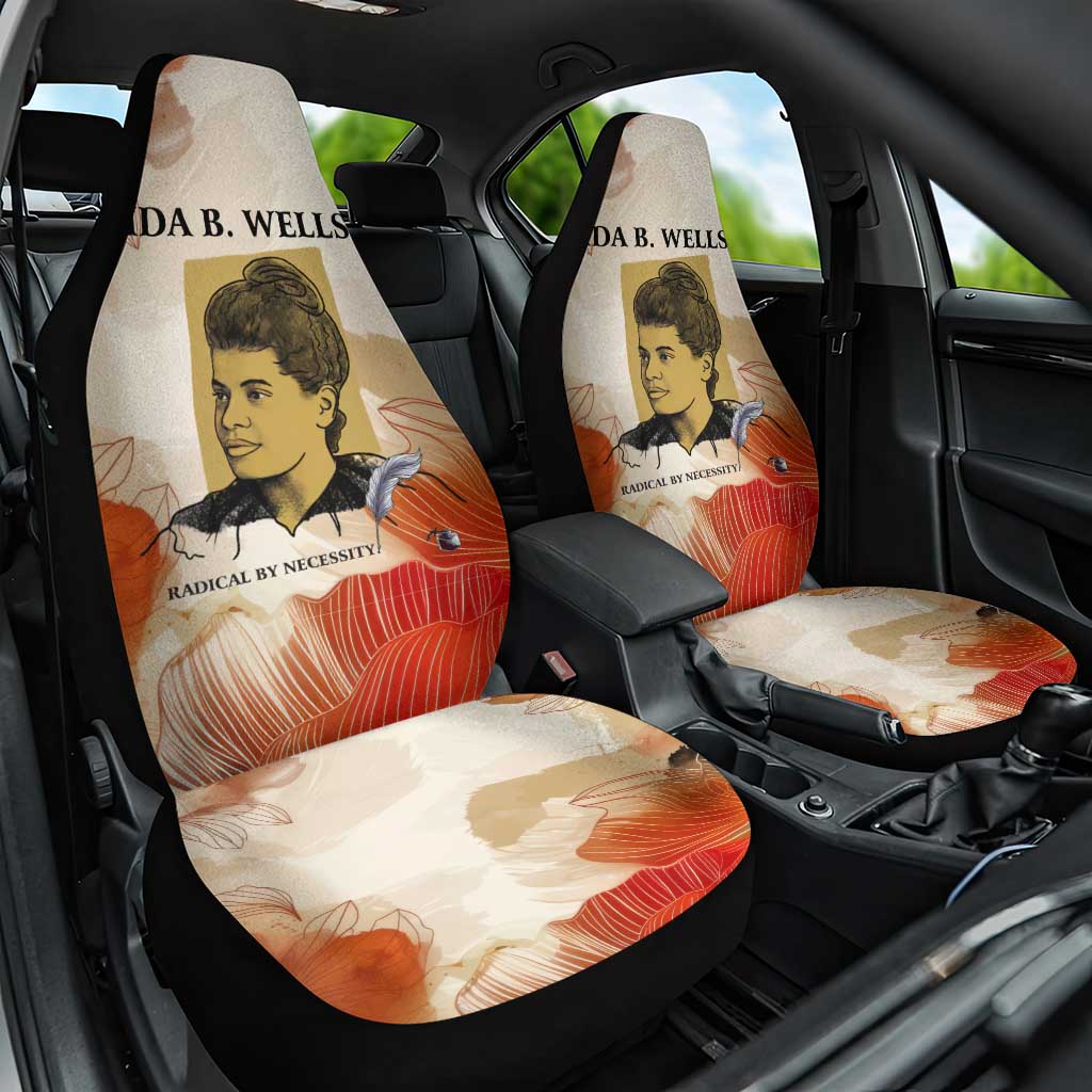 Ida B. Wells Car Seat Cover with Floral Pen Design Illustrated Portrait Civil Rights and Journalism Tribute - Wonder Print Shop