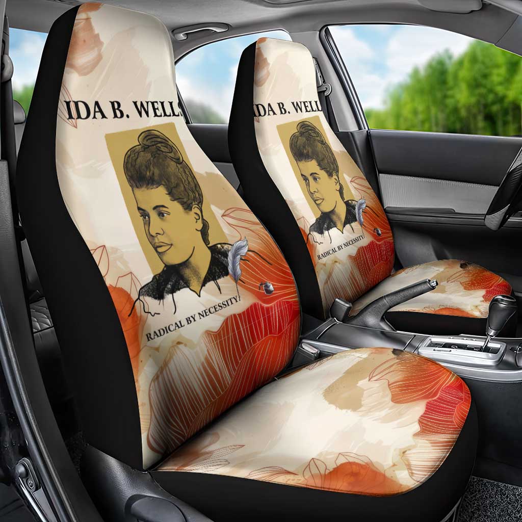 Ida B. Wells Car Seat Cover with Floral Pen Design Illustrated Portrait Civil Rights and Journalism Tribute - Wonder Print Shop