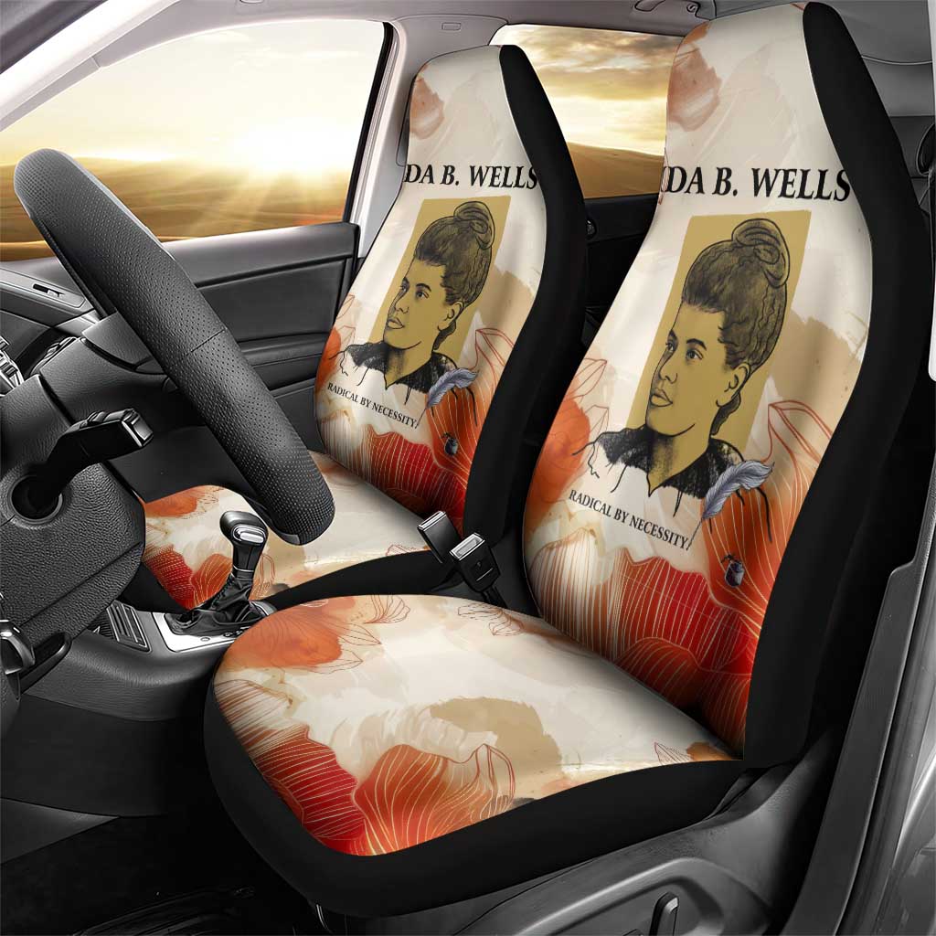 Ida B. Wells Car Seat Cover with Floral Pen Design Illustrated Portrait Civil Rights and Journalism Tribute - Wonder Print Shop