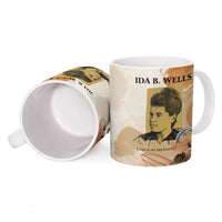 Ida B. Wells Ceramic Mug with Floral Pen Design Illustrated Portrait Civil Rights and Journalism Tribute - Wonder Print Shop