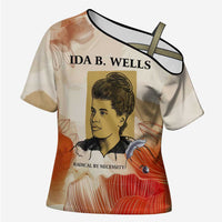 Ida B. Wells Cross Shoulder Shirt with Floral Pen Design Illustrated Portrait Civil Rights and Journalism Tribute - Wonder Print Shop