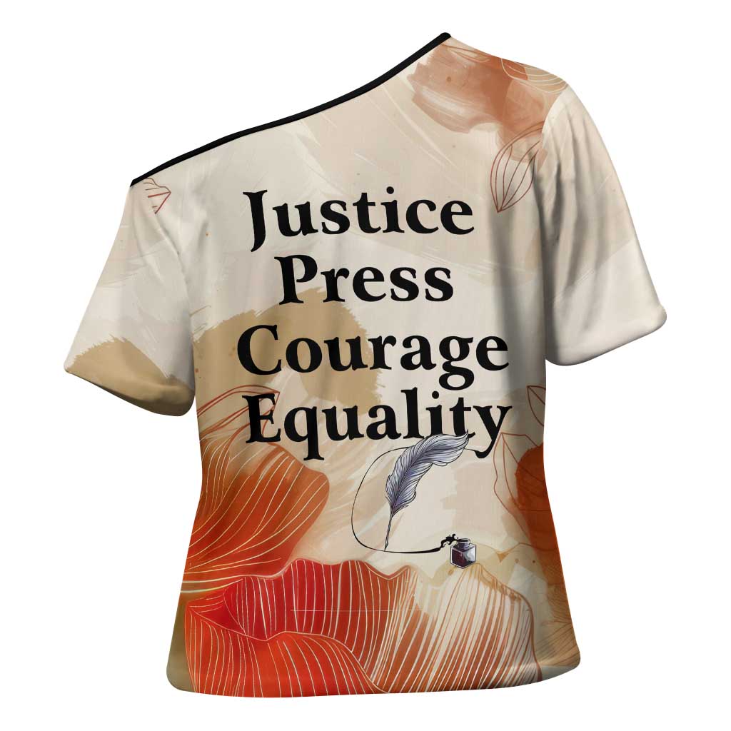 Ida B. Wells Cross Shoulder Shirt with Floral Pen Design Illustrated Portrait Civil Rights and Journalism Tribute - Wonder Print Shop