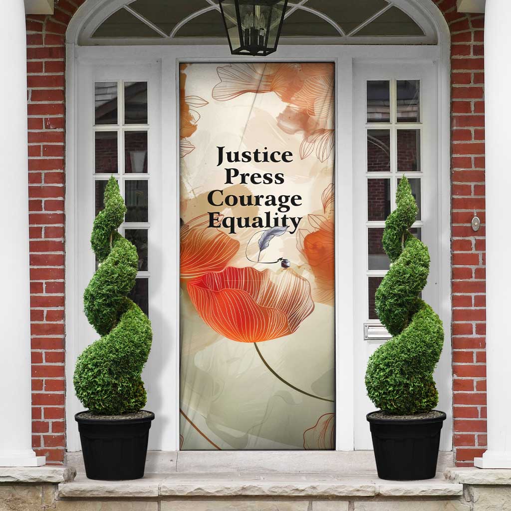 Ida B. Wells Door Cover with Floral Pen Design Illustrated Portrait Civil Rights and Journalism Tribute - Wonder Print Shop