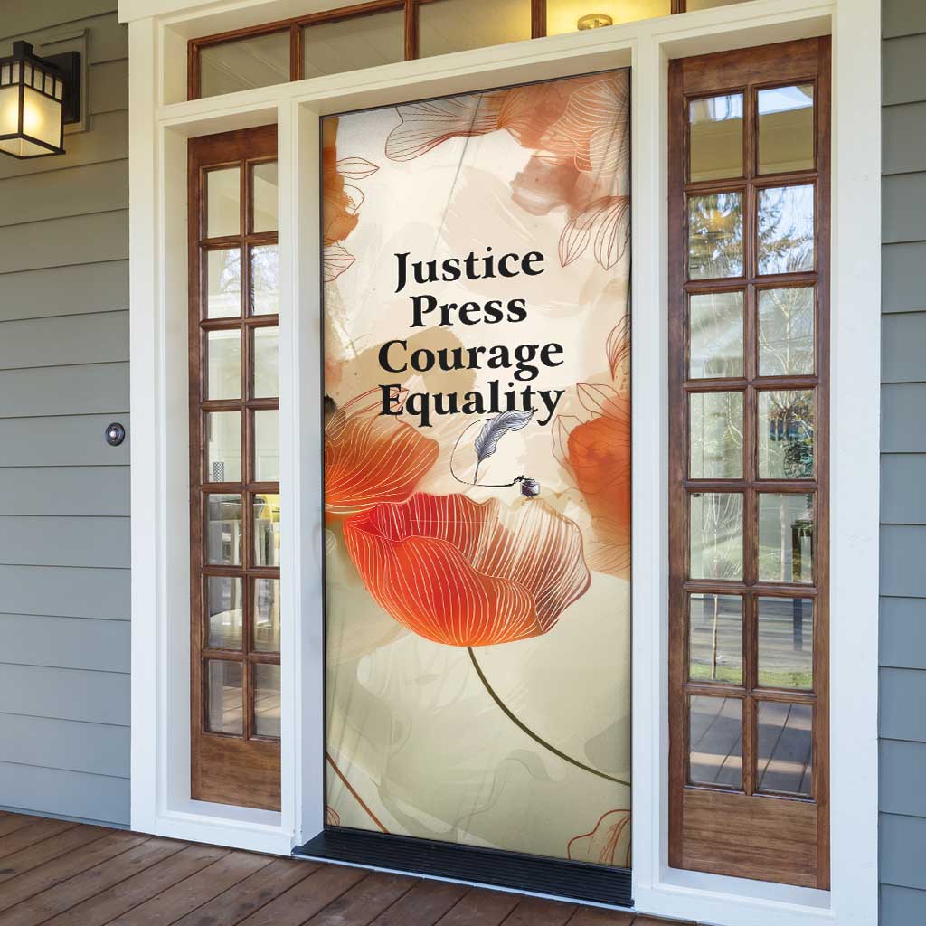 Ida B. Wells Door Cover with Floral Pen Design Illustrated Portrait Civil Rights and Journalism Tribute - Wonder Print Shop