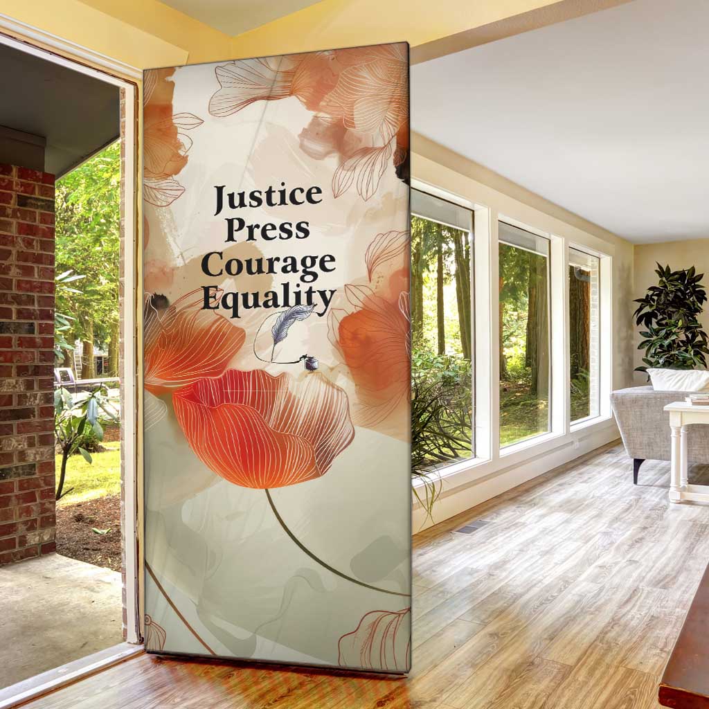 Ida B. Wells Door Cover with Floral Pen Design Illustrated Portrait Civil Rights and Journalism Tribute - Wonder Print Shop