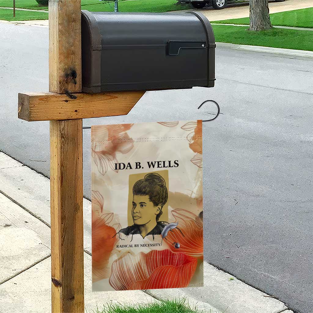 Ida B. Wells Garden Flag with Floral Pen Design Illustrated Portrait Civil Rights and Journalism Tribute - Wonder Print Shop