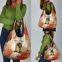 Ida B. Wells Grocery Bag with Floral Pen Design Illustrated Portrait Civil Rights and Journalism Tribute - Wonder Print Shop