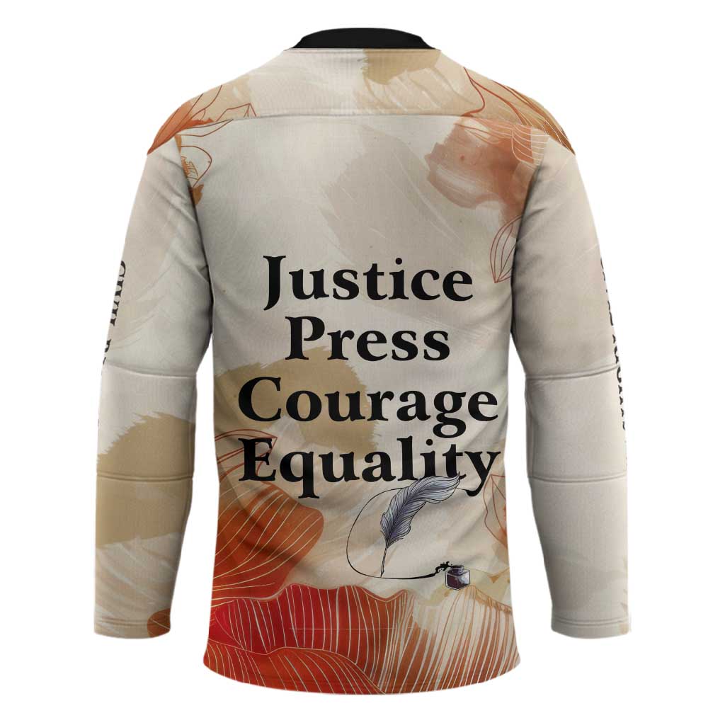 Ida B. Wells Hockey Jersey with Floral Pen Design Illustrated Portrait Civil Rights and Journalism Tribute - Wonder Print Shop
