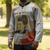 Ida B. Wells Hockey Jersey with Floral Pen Design Illustrated Portrait Civil Rights and Journalism Tribute - Wonder Print Shop