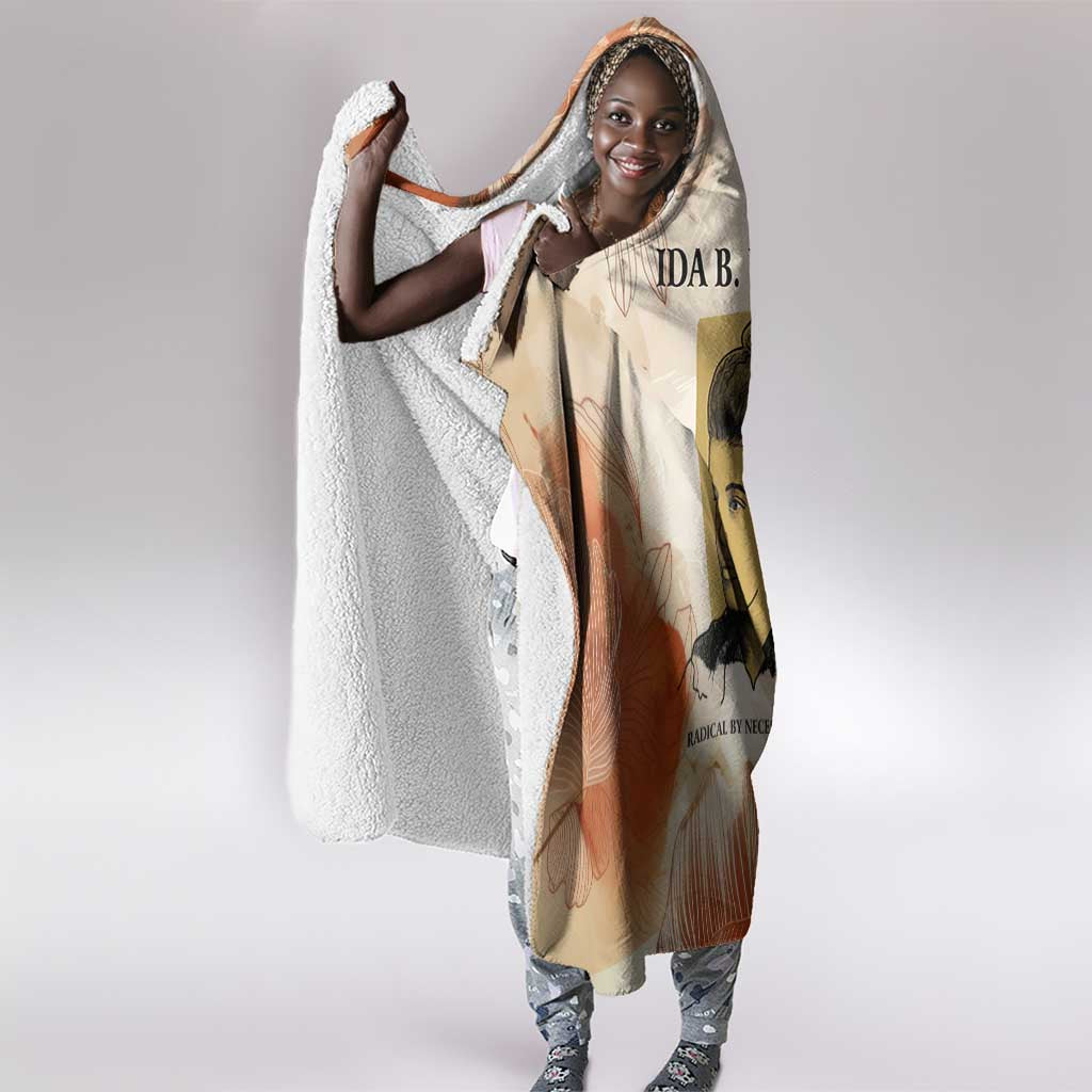 Ida B. Wells Hooded Blanket with Floral Pen Design Illustrated Portrait Civil Rights and Journalism Tribute - Wonder Print Shop