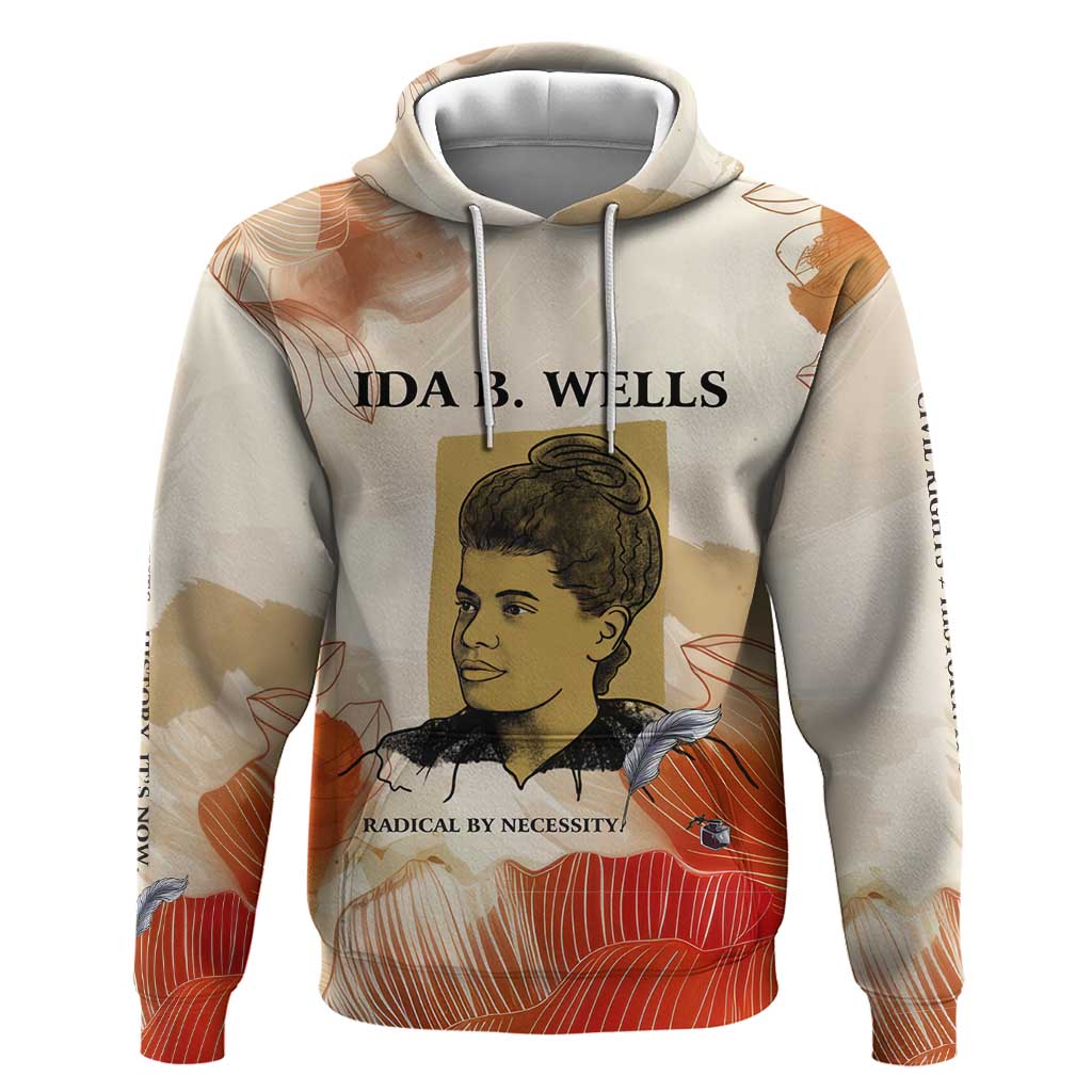 Ida B. Wells Hoodie with Floral Pen Design Illustrated Portrait Civil Rights and Journalism Tribute - Wonder Print Shop