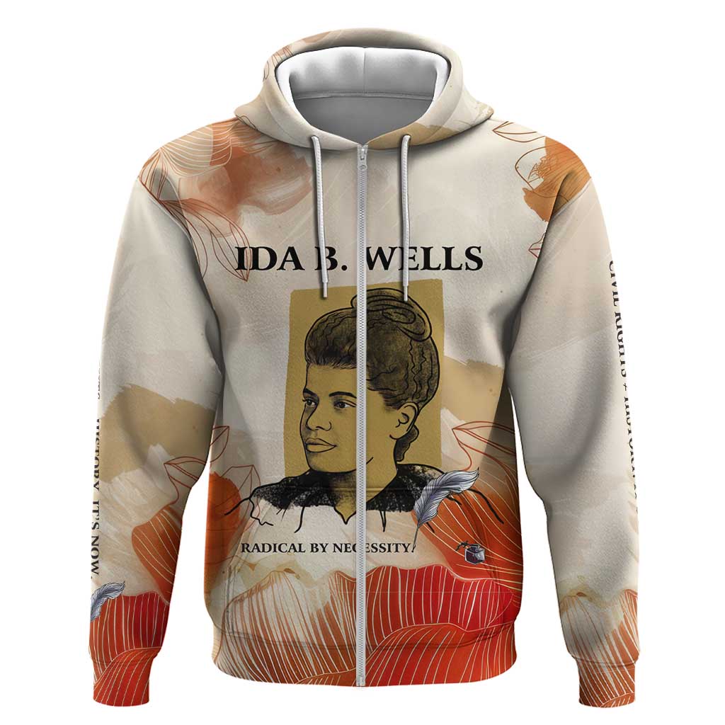 Ida B. Wells Hoodie with Floral Pen Design Illustrated Portrait Civil Rights and Journalism Tribute - Wonder Print Shop