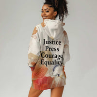 Ida B. Wells Hoodie Dress with Floral Pen Design Illustrated Portrait Civil Rights and Journalism Tribute - Wonder Print Shop