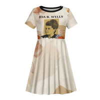 Ida B. Wells Kid Short Sleeve Dress with Floral Pen Design Illustrated Portrait Civil Rights and Journalism Tribute - Wonder Print Shop