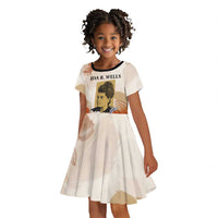 Ida B. Wells Kid Short Sleeve Dress with Floral Pen Design Illustrated Portrait Civil Rights and Journalism Tribute - Wonder Print Shop